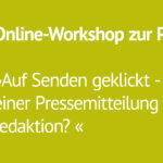 Online-Workshop zur Pressearbeit. 15.September 2021.